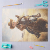 Decoupage Little Boy Rijden Pony Dragen van Pet Tissuepapier (Craft)