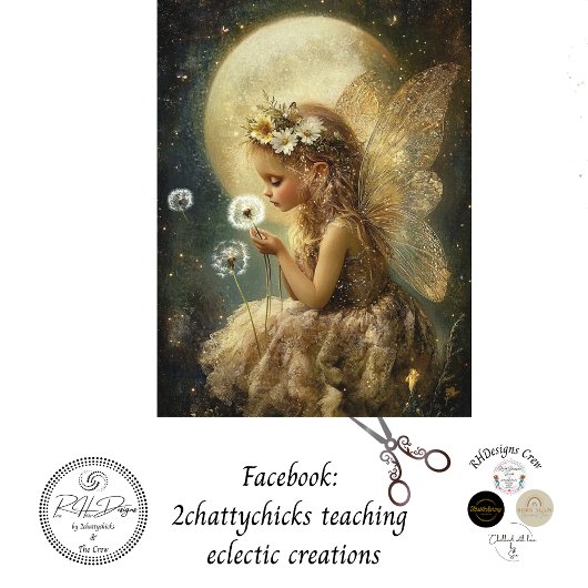 Decoupage Little Girl Fairy Moon Night instellen Tissuepapier