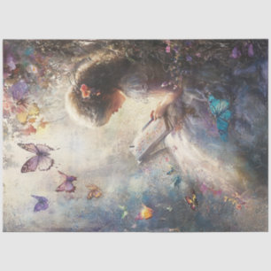 Decoupage Little Girl Kleur Vlinders grillig Tissuepapier