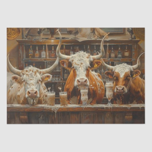 Decoupage Longhorn Koeien Bar Drink Milkshakes Tissuepapier (Voorkant)