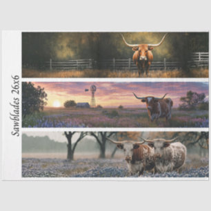 Decoupage Longhorn Wester Papers Zaagbladen Tissuepapier
