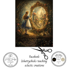 Decoupage Looking Glass Wonderland Storybook  Tissuepapier