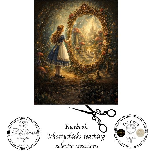 Decoupage Looking Glass Wonderland Storybook  Tissuepapier