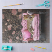 Decoupage Luipaard Op Roze Fluwelen Franse Bank Tissuepapier (Craft)