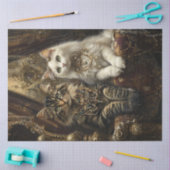 Decoupage Luxueuze Tabby & Witte Katten Tissuepapier (Craft)