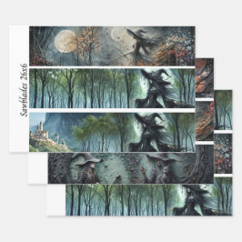 Decoupage Maanverlichte Gotische Bos & Heksen Hand Inpakpapier Vel