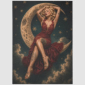 Decoupage Maanverlichte Robijnen Tatoeage Schoonhe Tissuepapier (Voorkant)