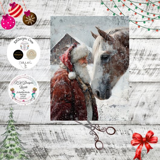 Decoupage Magical Moment Santa & His Horse Snowing Tissuepapier