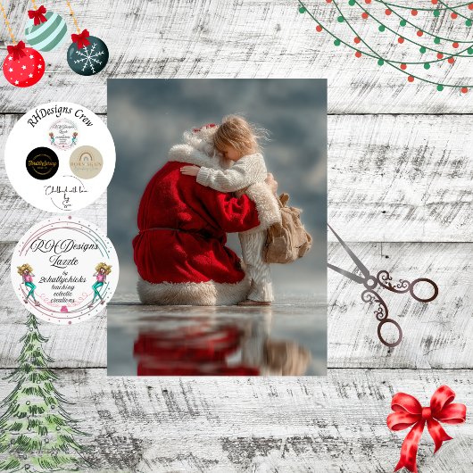 Decoupage Magical Santa Hugging Child Christmas  Tissuepapier