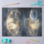 Decoupage Magical Swan Dramatic Sky Moon Tissuepapier (Craft)