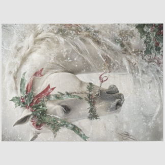 Decoupage Magisch Witte Paard Winter Wonderland Tissuepapier