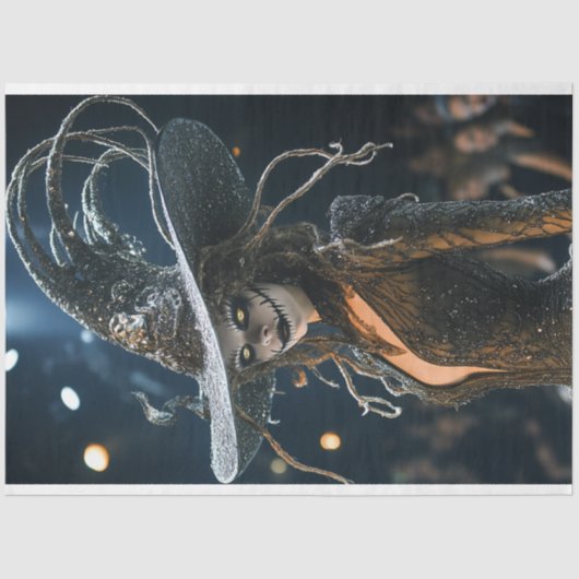 Decoupage Magisch Zwart  Heksenkostuum Tissuepapier (Voorkant)