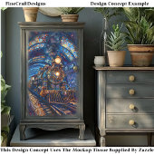 Decoupage Magische Steampunk Trein Faux Mozaïek 06 Tissuepapier