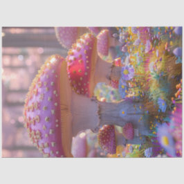 Decoupage magische tuin van roze paddestoelen tissuepapier