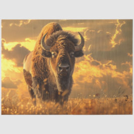 Decoupage Majestic Bison Standing Field of Grass Tissuepapier