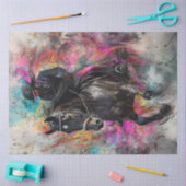 Decoupage Majestic Black Horse & Rider Vibrant Tissuepapier (Craft)