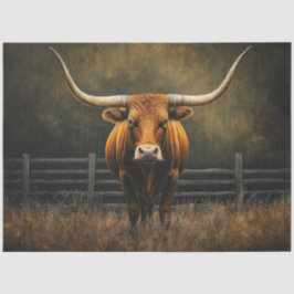 Decoupage Majestic Brown Longhorn Steer in het vel Tissuepapier
