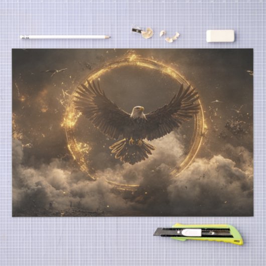Decoupage Majestic Eagle Golden Ring Vliegen Tissuepapier (Craft)