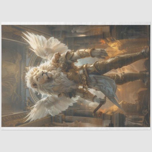 Decoupage Majestic Guardian Leeuw Tissue Paper Tissuepapier (Voorkant)