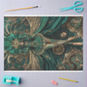 Decoupage Majestic Lady Jurk in Groene Masquerade Tissuepapier (Craft)