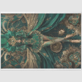 Decoupage Majestic Lady Jurk in Groene Masquerade Tissuepapier