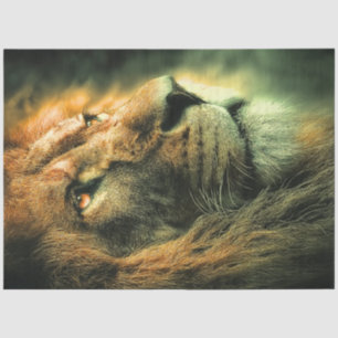 Decoupage Majestic Lion Profiel Gouden Glans Tissuepapier