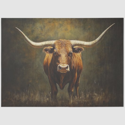 Decoupage Majestic Longhorn Bull Reddish Brown Tissuepapier (Voorkant)