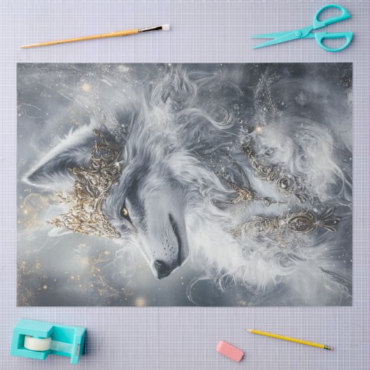 Decoupage Majestic Regal Wolf of Royalty Tissuepapier (Craft)