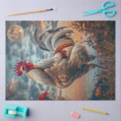 Decoupage Majestic Rooster Vibrant Night Sky Moon Tissuepapier (Craft)
