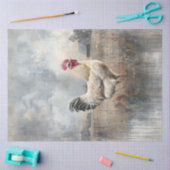 Decoupage Majestic White Rooster Sage Field Tissuepapier (Craft)