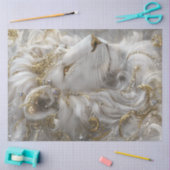 Decoupage Majestic Witte Leeuw Goud & Zilver Tissuepapier (Craft)