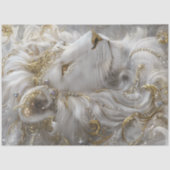 Decoupage Majestic Witte Leeuw Goud & Zilver Tissuepapier (Voorkant)