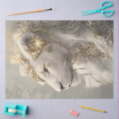 Decoupage Majestic Witte Leeuwin Ornamenten & Goud Tissuepapier (Craft)