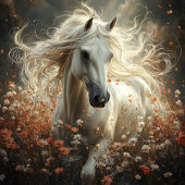 Decoupage Majestic Witte Paard Veld van Bloemen Tissuepapier