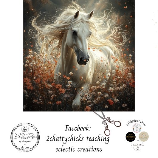 Decoupage Majestic Witte Paard Veld van Bloemen Tissuepapier