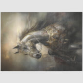 Decoupage Majestic Zwart Paard Gouden Armor Crest Tissuepapier (Voorkant)