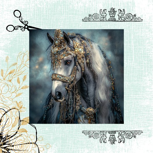 Decoupage Majestical White Mare Lady Elegance Tissuepapier