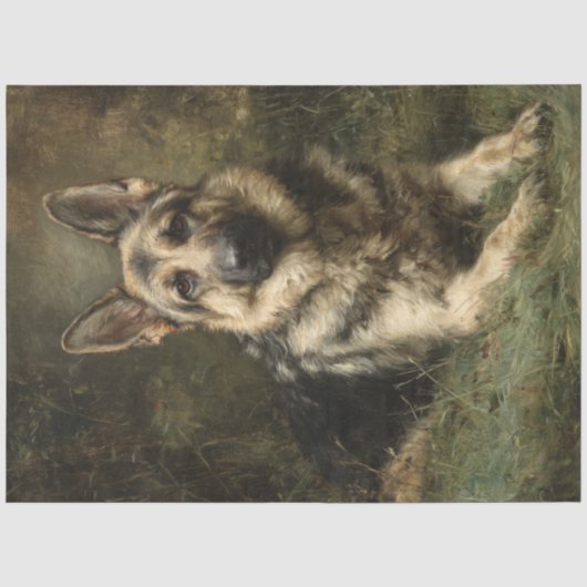 Decoupage Majestueuze Duitse Shepard Schilderij Tissuepapier (Voorkant)