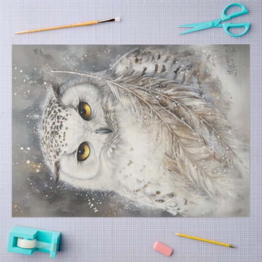 Decoupage Majestueuze Witte Uil Sneeuw Elementen Tissuepapier (Craft)