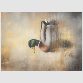 Decoupage Mallard Duck Schilderij Drijvend op Wate Tissuepapier