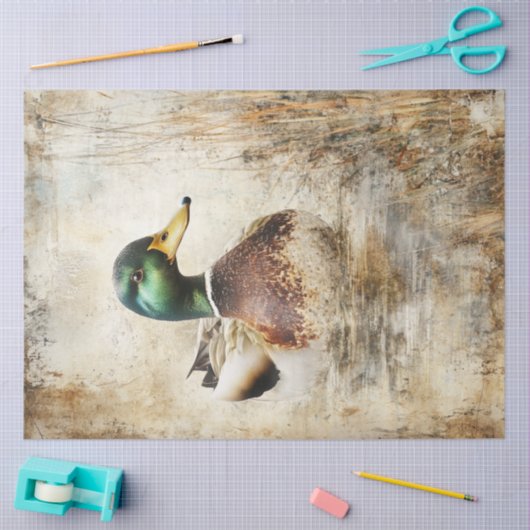 Decoupage Mallard Duck  Schilderij Tissuepapier (Craft)