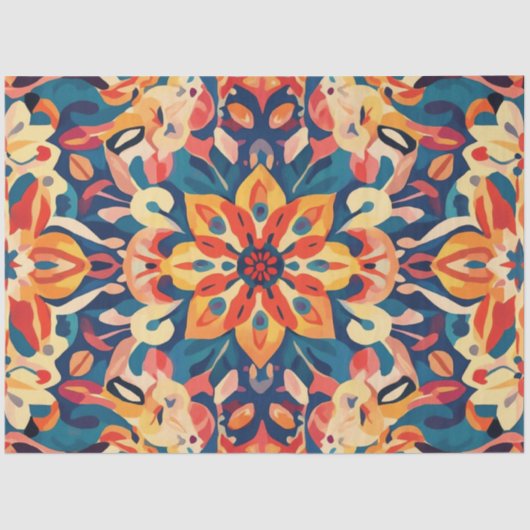 Decoupage Mandala Digitale Kunstwerk Psychedelisch Tissuepapier (Voorkant)