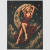 Decoupage Maneschijn Rode Elegantie Tissuepapier (Voorkant)