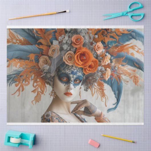 Decoupage Mardi Gras Queen met hoofdtooi Tissuepapier (Craft)