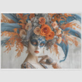 Decoupage Mardi Gras Queen met hoofdtooi Tissuepapier (Voorkant)