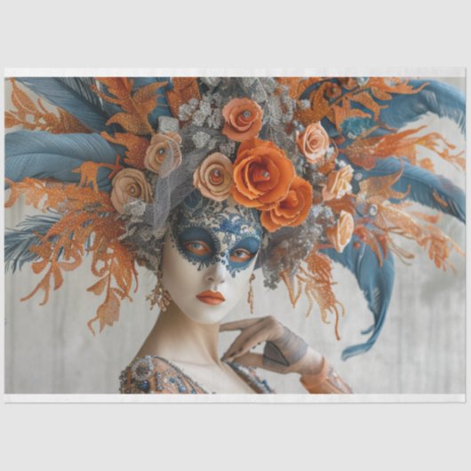 Decoupage Mardi Gras Queen met hoofdtooi Tissuepapier (Voorkant)