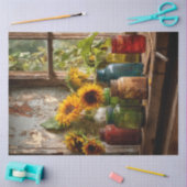 Decoupage Mason Jars Window Seal Flowers Tissuepapier (Craft)