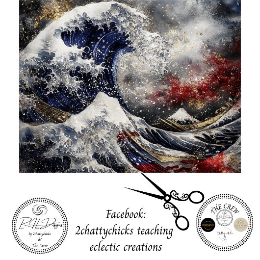 Decoupage Massive Ocean Wave Vlag Verenigde Staten Tissuepapier