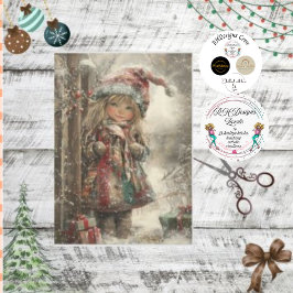 Decoupage Meisje Gekleed Kerst Kleding Tissuepapier