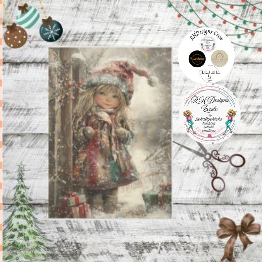 Decoupage Meisje Gekleed Kerst Kleding Tissuepapier